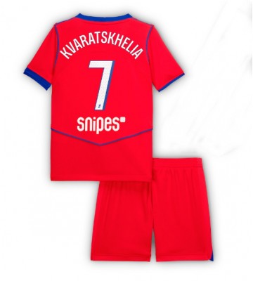 Paris Saint-Germain Khvicha Kvaratskhelia #7 Tredjetrøje Børn 2025-26 Kortærmet (+ Korte bukser)